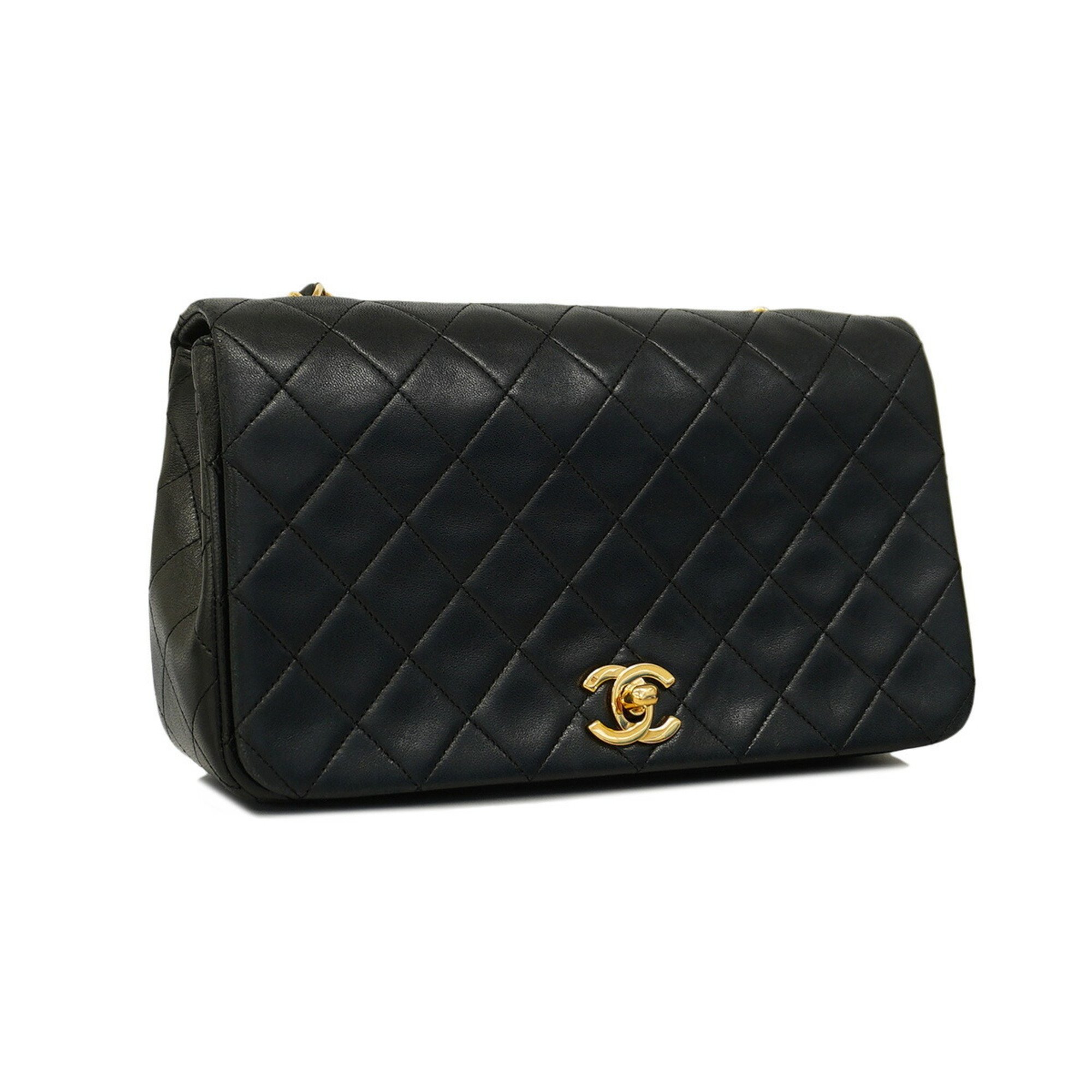 Chanel Shoulder Bag Matelasse Chain Lambskin Black Women's