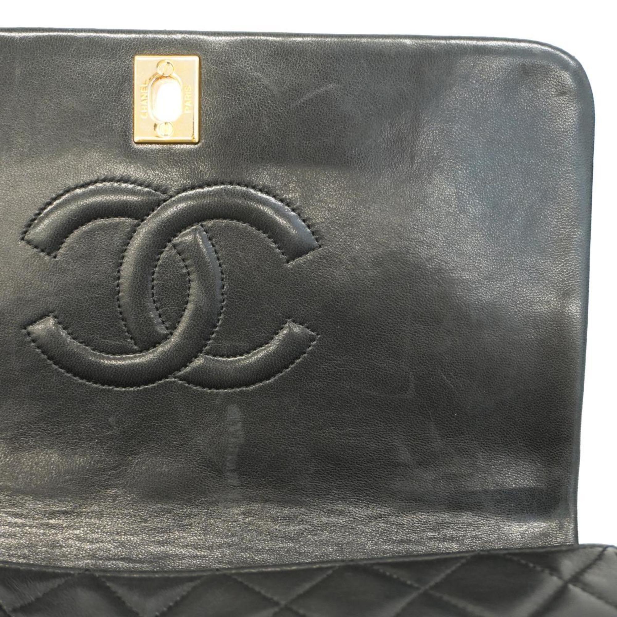 Chanel Shoulder Bag Matelasse Chain Lambskin Black Women's