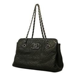 Chanel Shoulder Bag Matelasse Chain Leather Black Women's