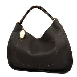 Fendi Shoulder Bag Selleria Leather Brown Women's