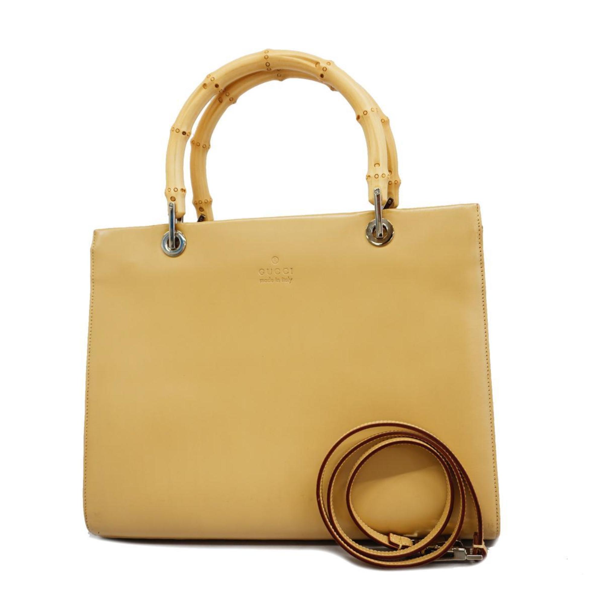 Gucci Handbag Bamboo 002 1016 Leather Beige Women's