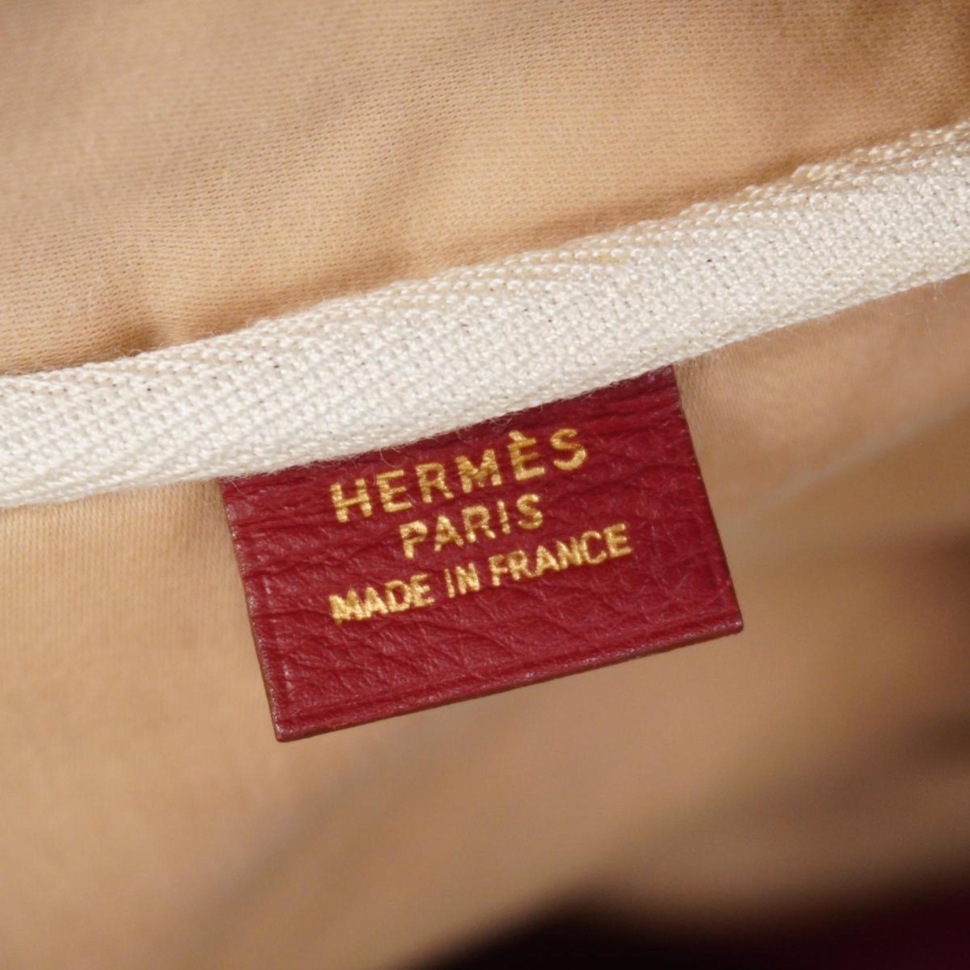 Hermes Boston Bag Victoria 50 Taurillon Clemence Toile H Natural Red Women's