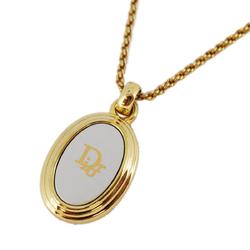 Christian Dior Necklace Oval GP Plated Gold Silver Women's