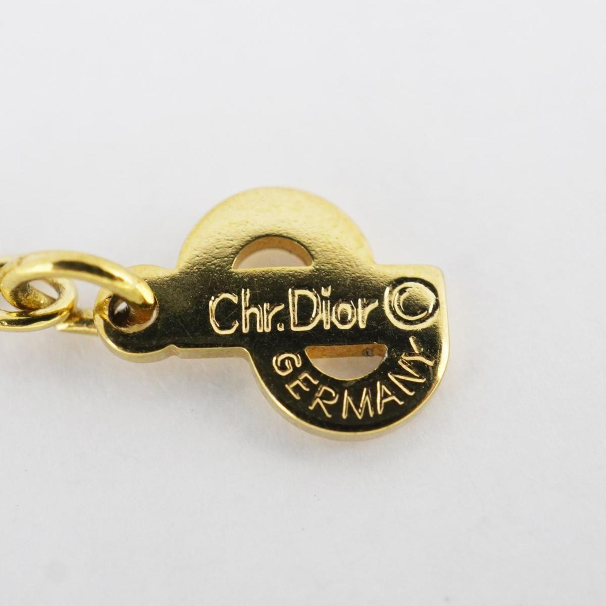 Christian Dior Necklace Oval GP Plated Gold Silver Women's