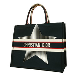 Christian Dior Tote Bag Book Nylon Canvas Navy Women's