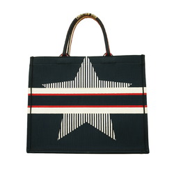 Christian Dior Tote Bag Book Nylon Canvas Navy Women's