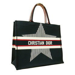 Christian Dior Tote Bag Book Nylon Canvas Navy Women's