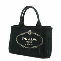 Prada Tote Bag Canapa Canvas Black Women's