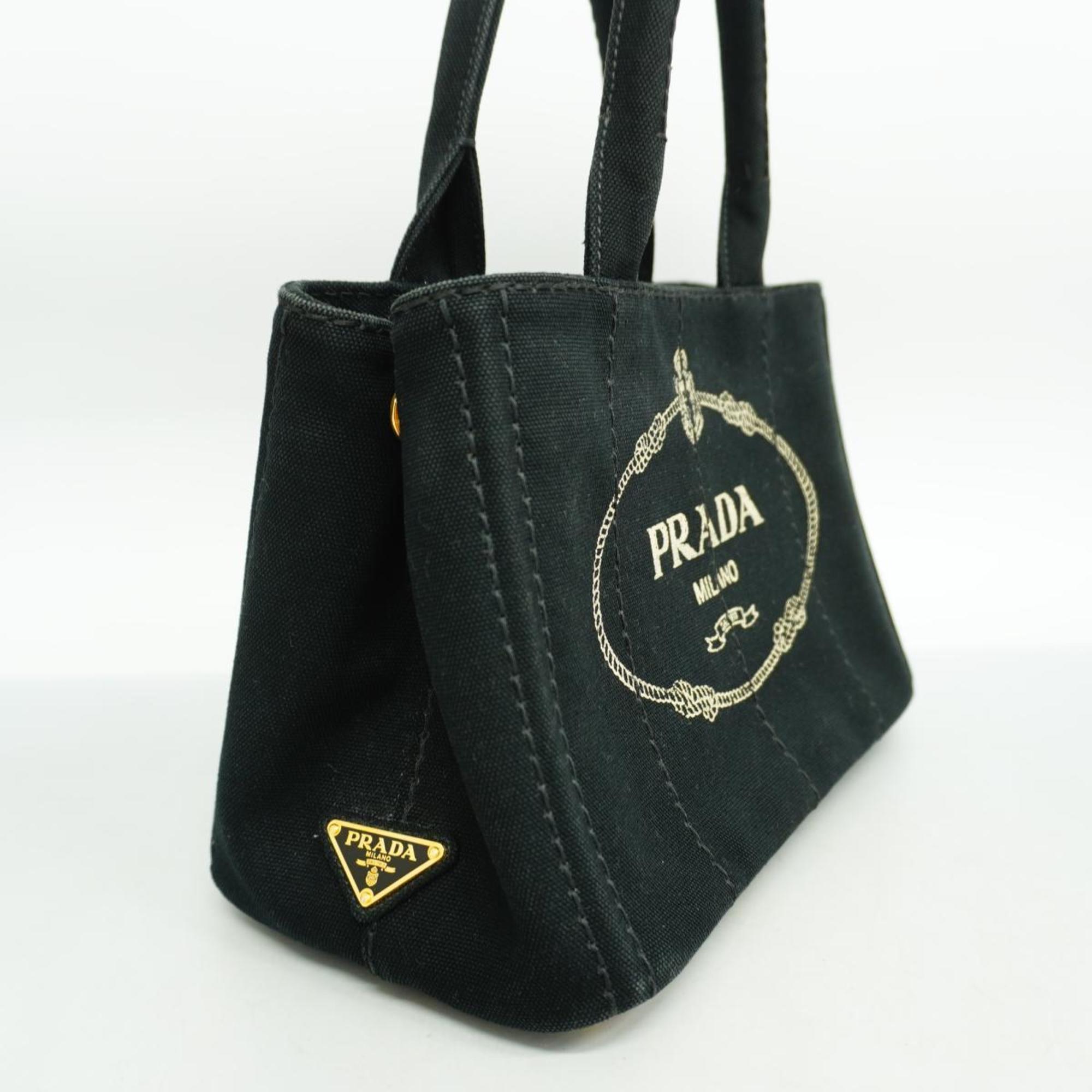 Prada Tote Bag Canapa Canvas Black Women's