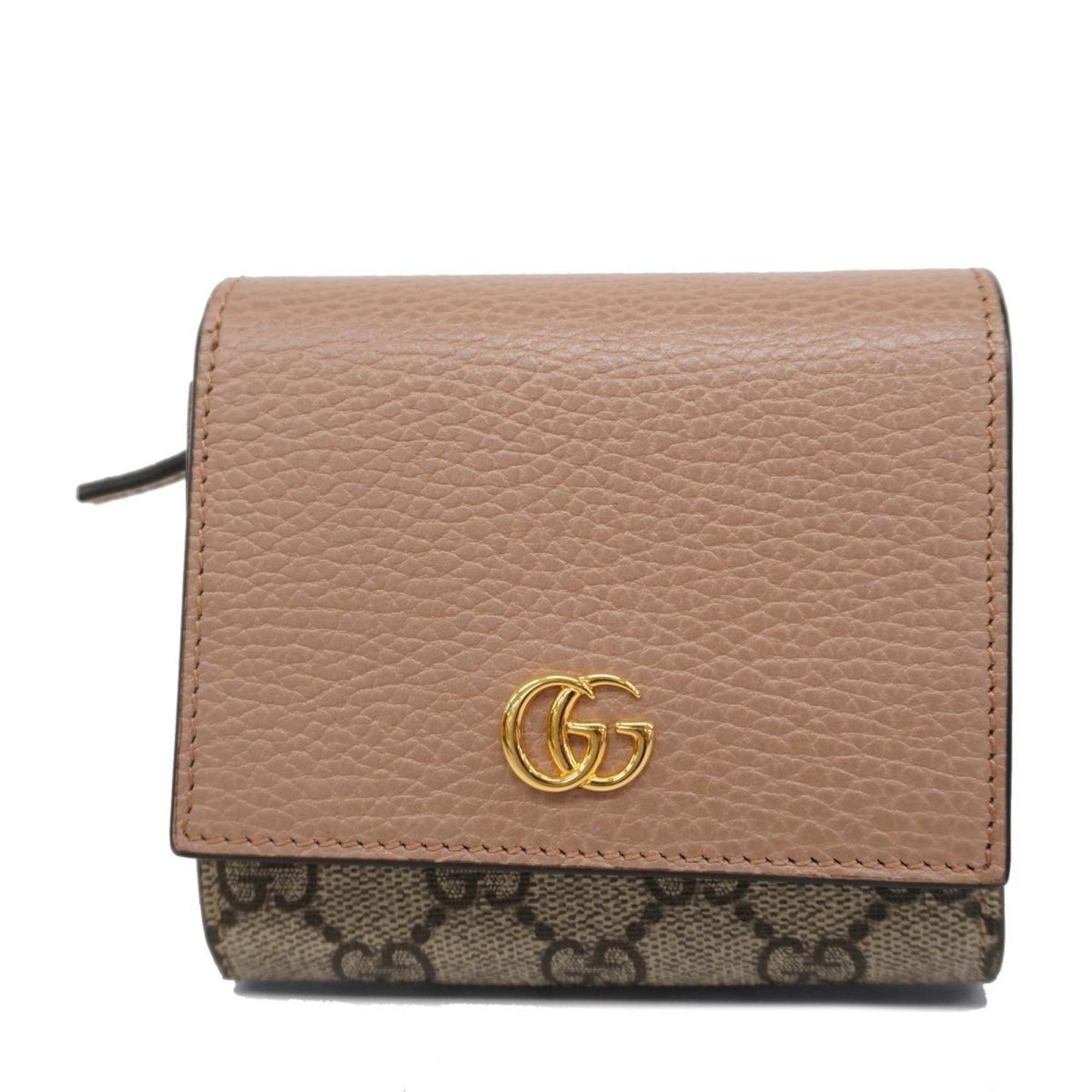 Gucci Wallet GG Supreme 598587 Leather Beige Women's