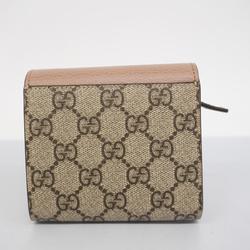 Gucci Wallet GG Supreme 598587 Leather Beige Women's