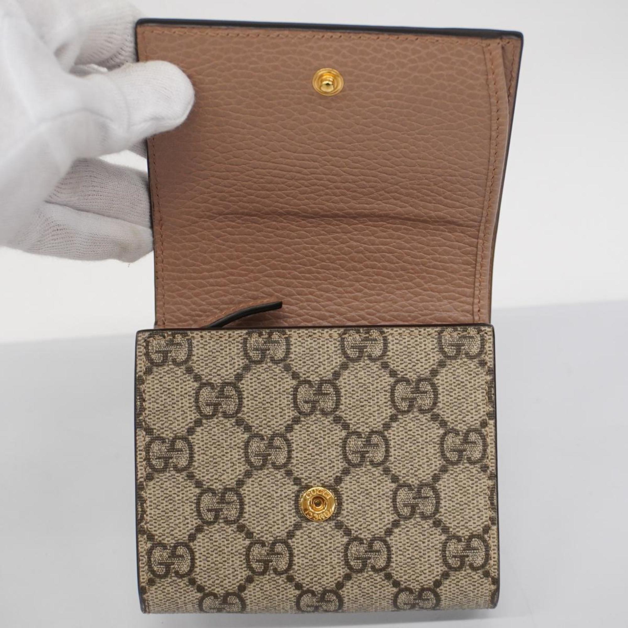 Gucci Wallet GG Supreme 598587 Leather Beige Women's