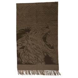 HERMES Hermes Large Scarf Lion 100% Cashmere Brown