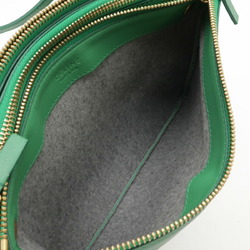 CELINE Trio Large Shoulder Bag Pochette Pouch Lambskin Leather Green 171453