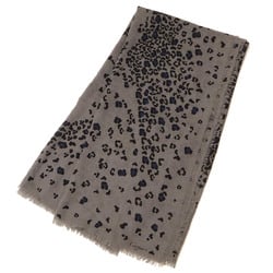 Cartier scarf, muffler, stole, large size, 65% cashmere, 35% silk, leopard print, gray, black, blue