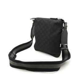 GUCCI GG nylon shoulder bag, sacoche, leather, black, grey, 449183