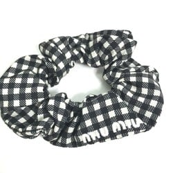 Miu Miu MIU Check Hair Tie Scrunchie Nylon Women's Black