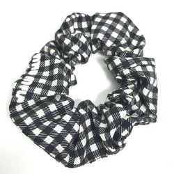 Miu Miu MIU Check Hair Tie Scrunchie Nylon Women's Black