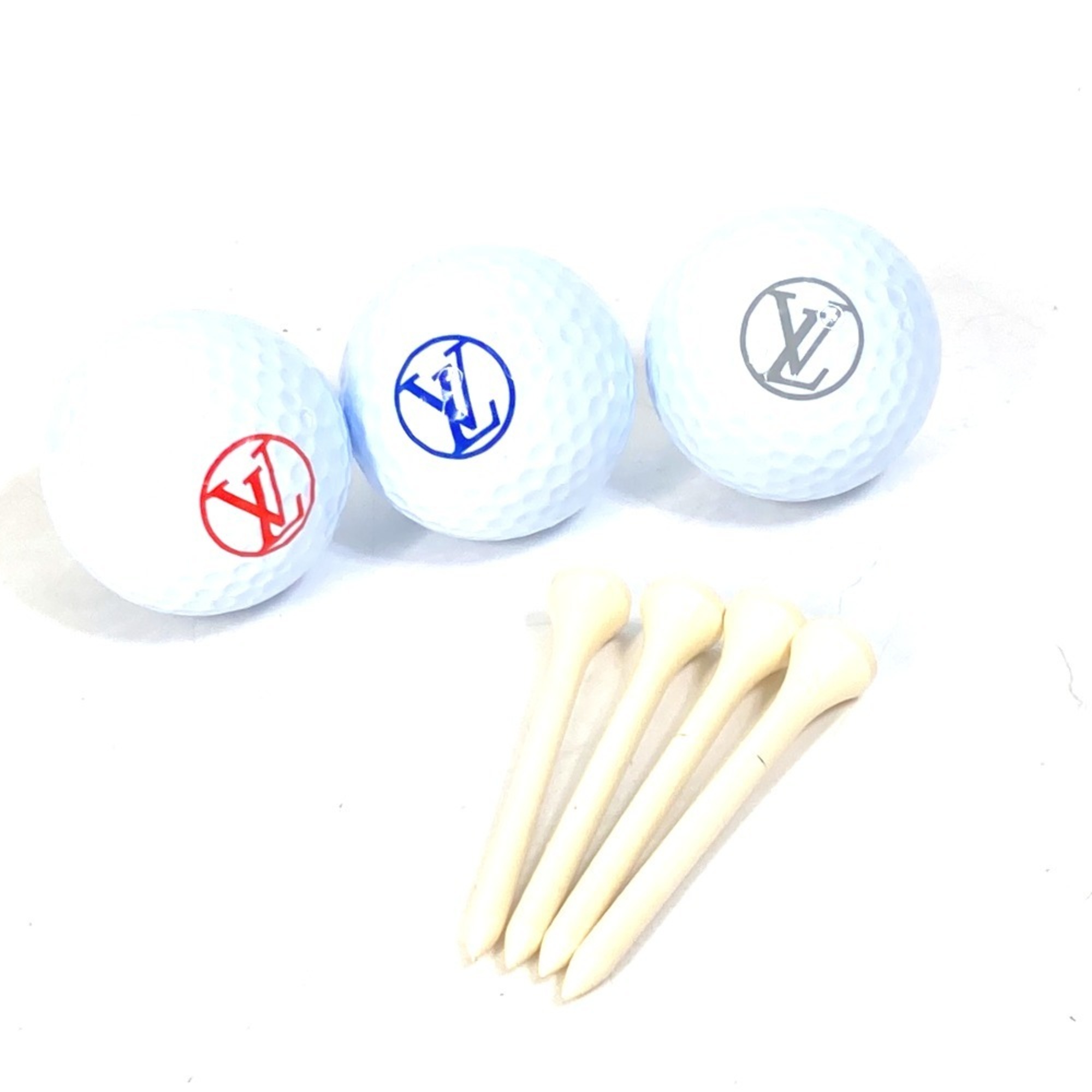 LOUIS VUITTON Louis Vuitton Golf Balls 3 & Tees 4 Set Sports Resin Men's White