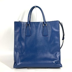 PRADA Prada Shoulder Bag Triangle Plate Tote Saffiano Leather Men's Blue