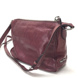 MIU Miu Shoulder Bag Leather Women's Bordeaux