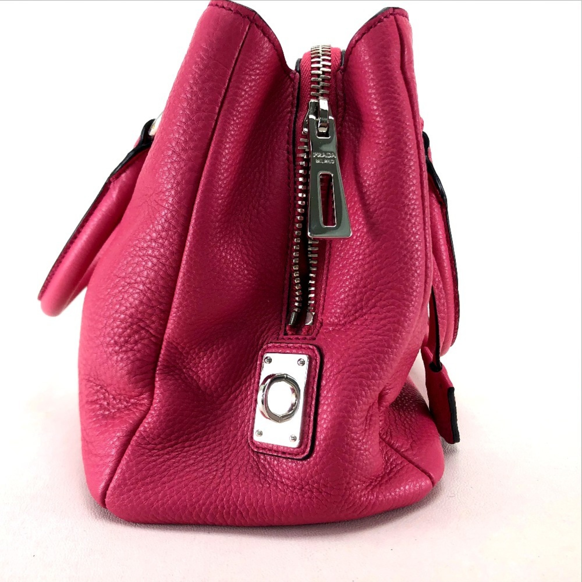 PRADA BN2853 Vitello Dino Shoulder Bag Handbag Leather Women's Pink