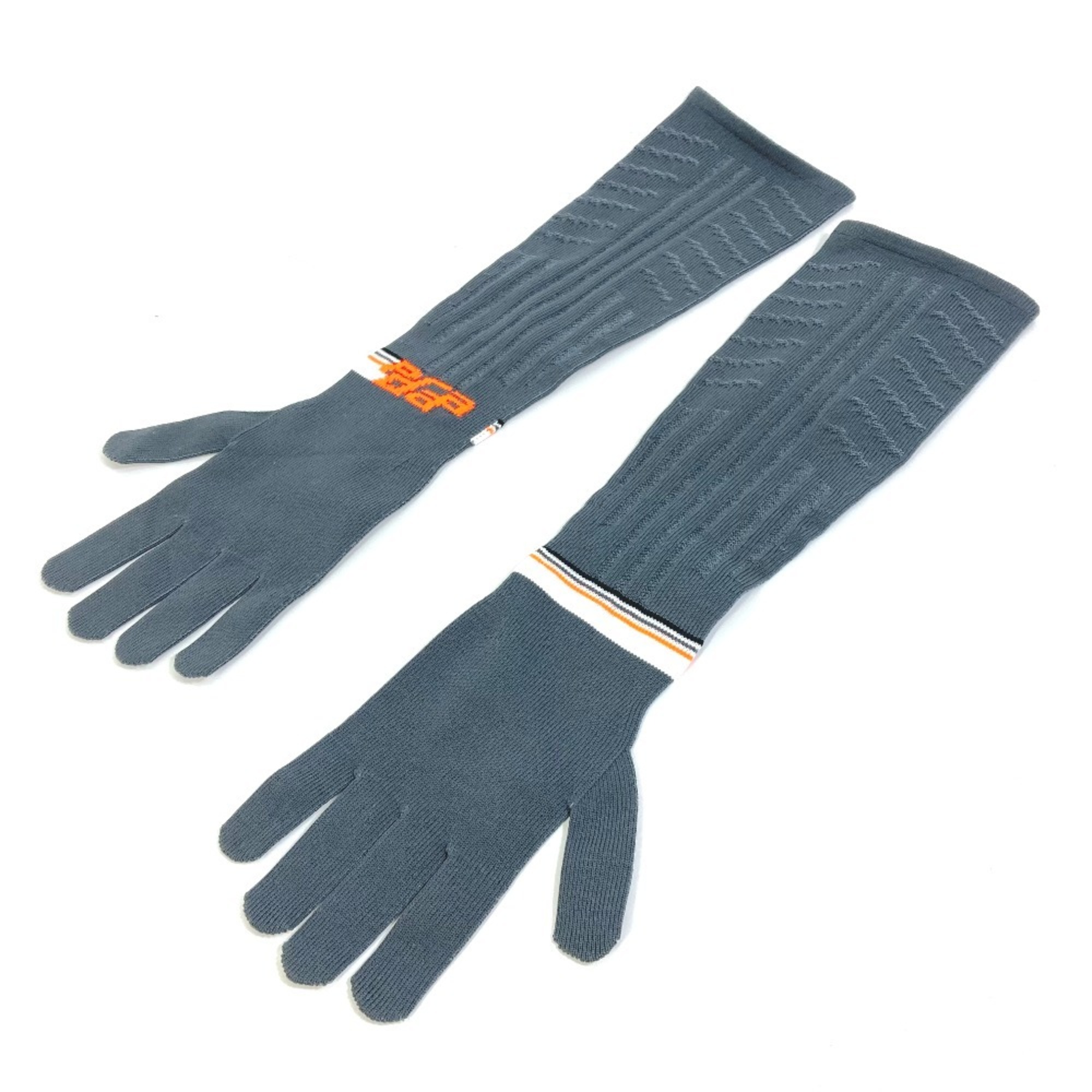 PRADA 27388 Long Gloves Polyester Women's Grey