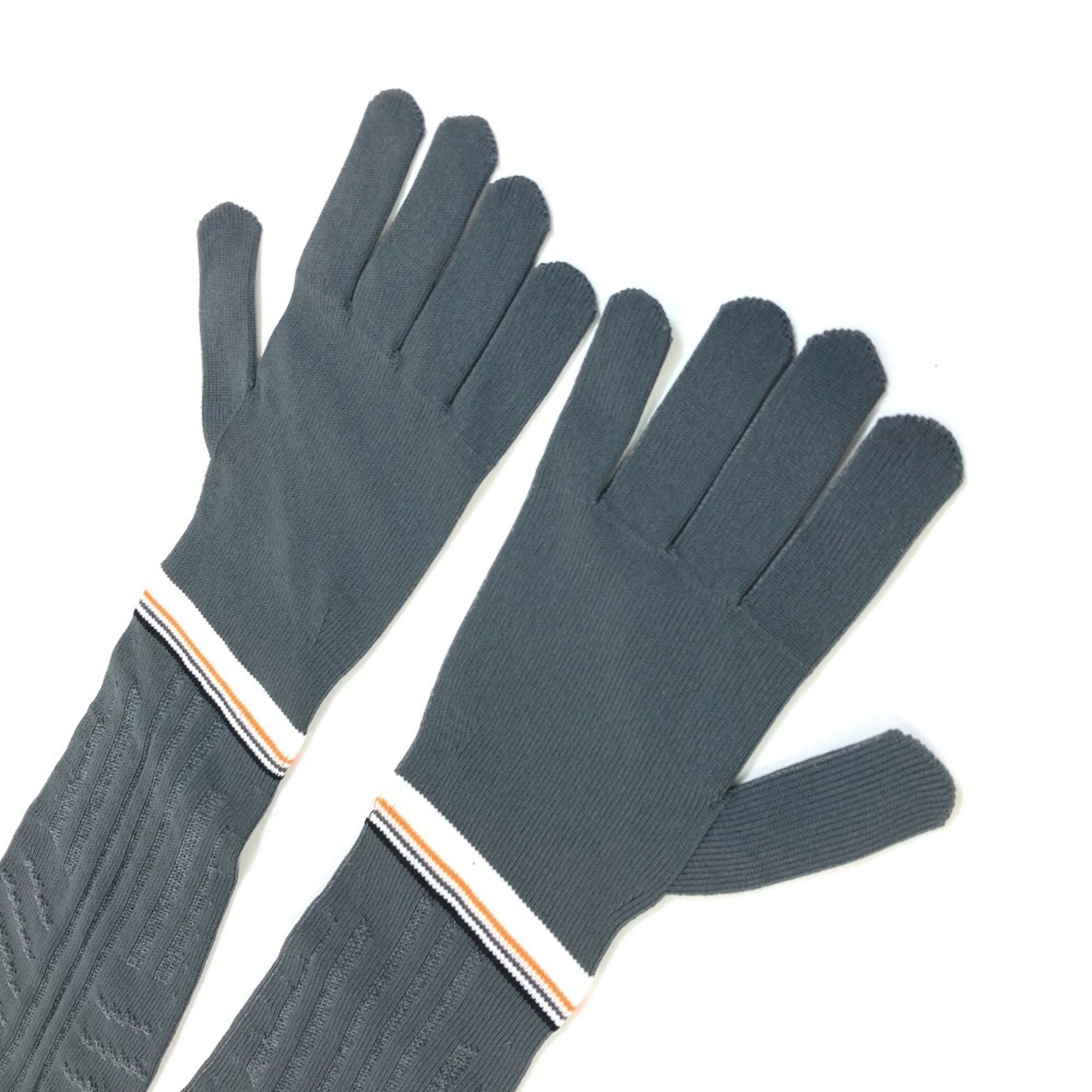 PRADA 27388 Long Gloves Polyester Women's Grey