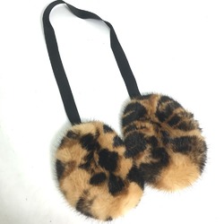 LOUIS VUITTON Louis Vuitton fur leopard print earmuffs ladies brown