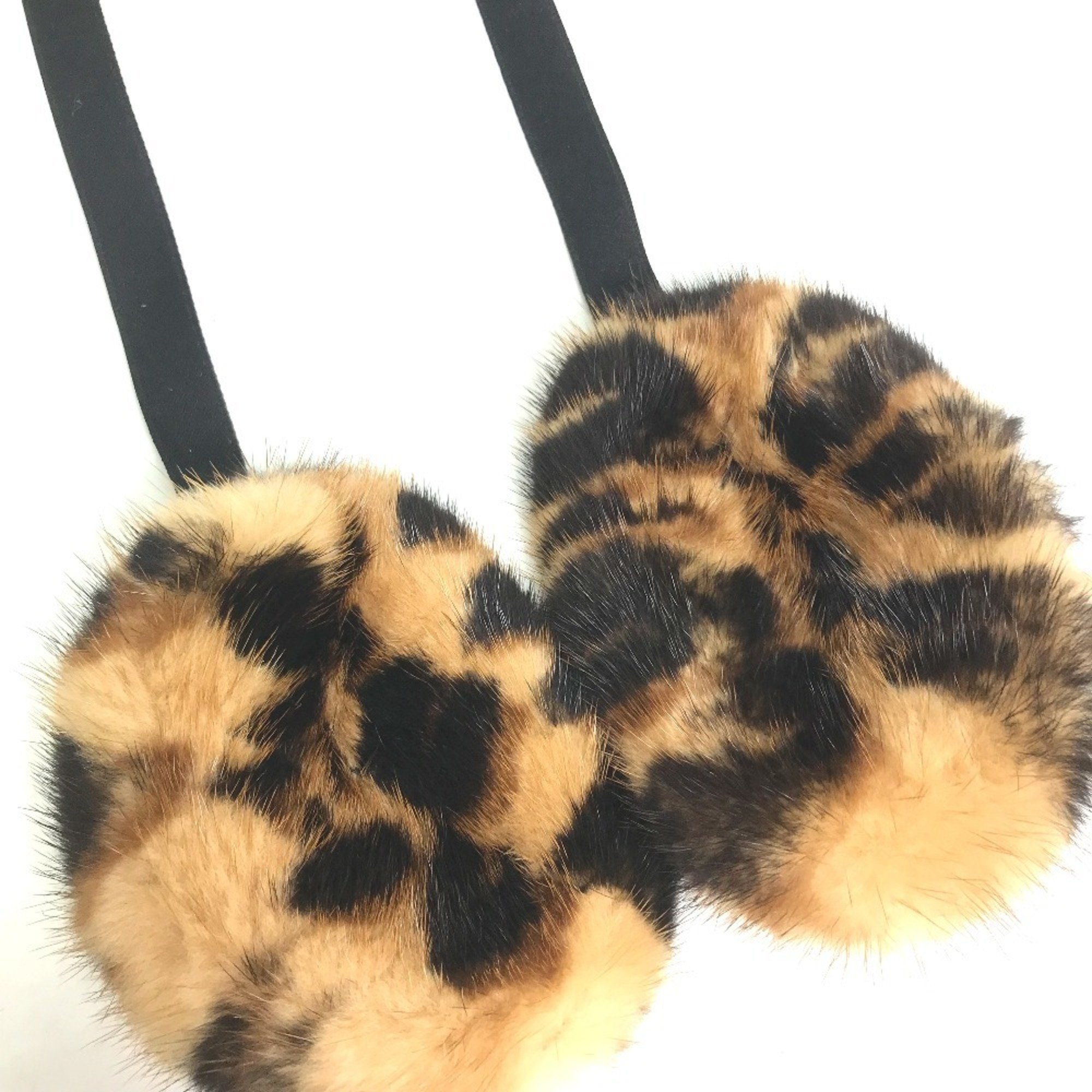 LOUIS VUITTON Louis Vuitton fur leopard print earmuffs ladies brown