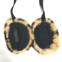 LOUIS VUITTON Louis Vuitton fur leopard print earmuffs ladies brown