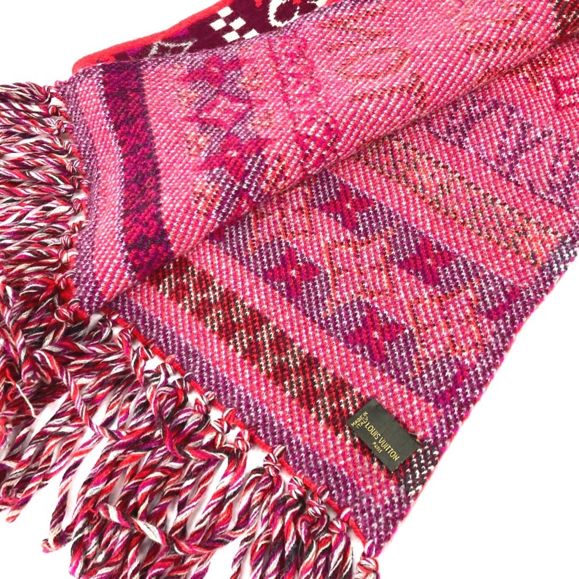 LOUIS VUITTON Louis Vuitton Monogram Scarf Cashmere Women's Pink