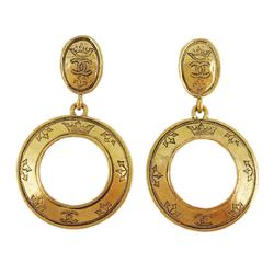 Chanel Earrings Coco Mark Circle GP Plated Gold Women's