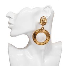 Chanel Earrings Coco Mark Circle GP Plated Gold Women's