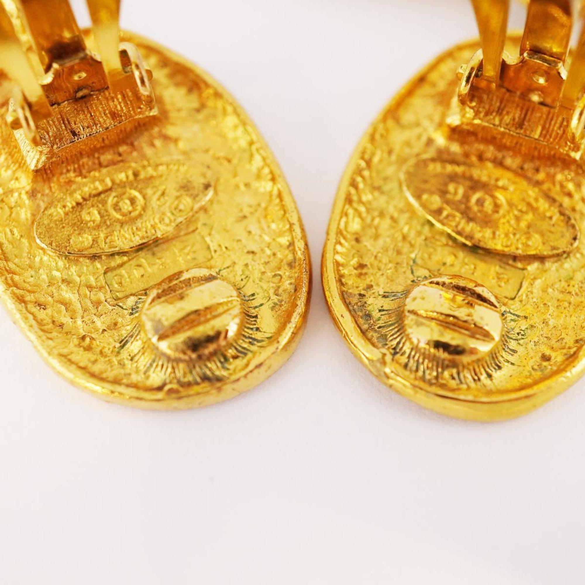 Chanel Earrings Coco Mark Circle GP Plated Gold Women's