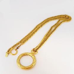 Chanel Necklace Coco Mark Circle Magnifying Glass GP Plated Gold Women's