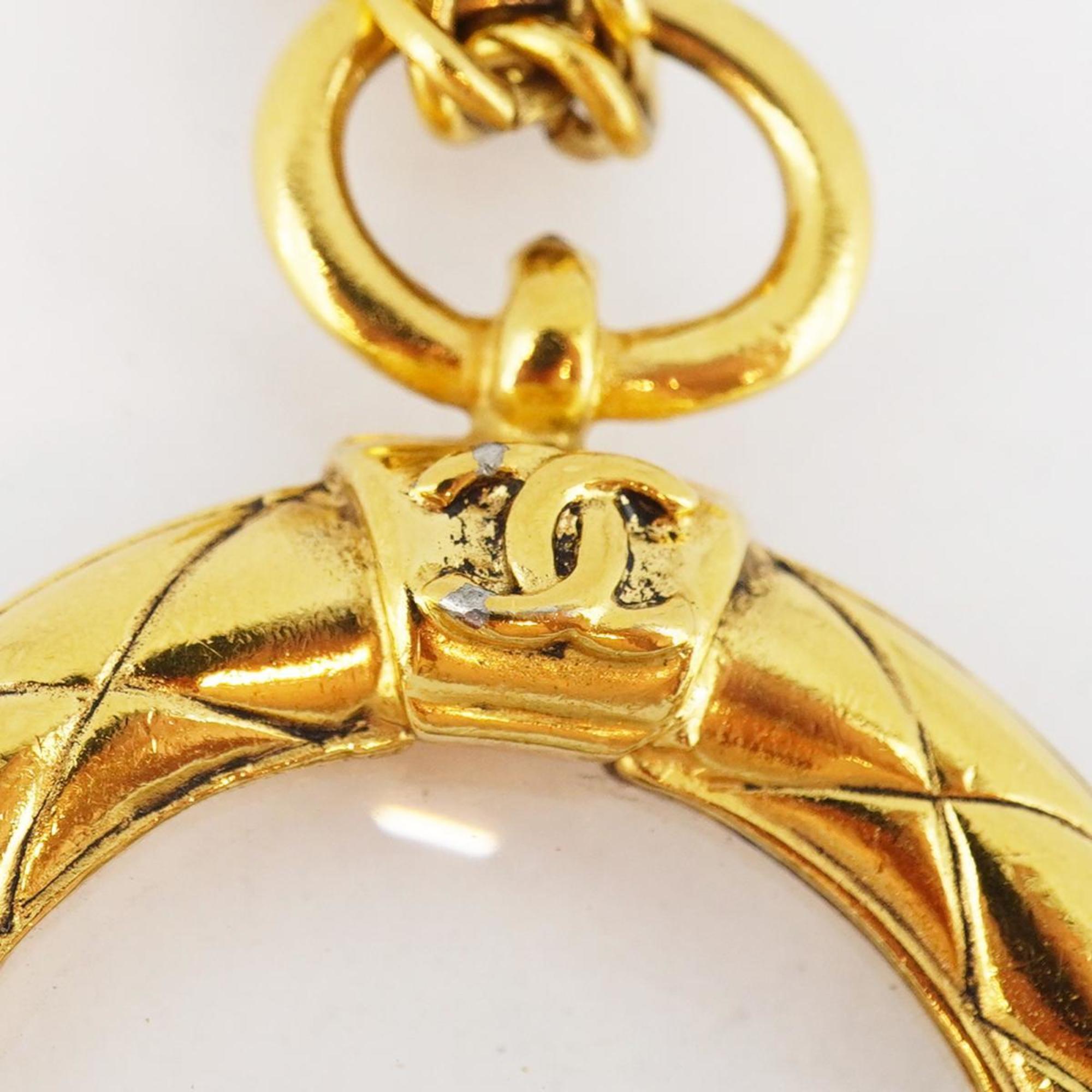 Chanel Necklace Coco Mark Circle Magnifying Glass GP Plated Gold Women's