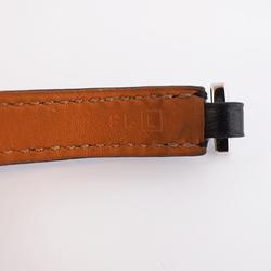 Hermes bracelet, engraved with L, Rival de Brutour, metal material, leather, silver, black, brown, men's, women's