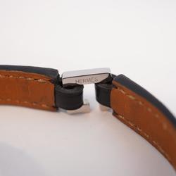 Hermes bracelet, engraved with L, Rival de Brutour, metal material, leather, silver, black, brown, men's, women's