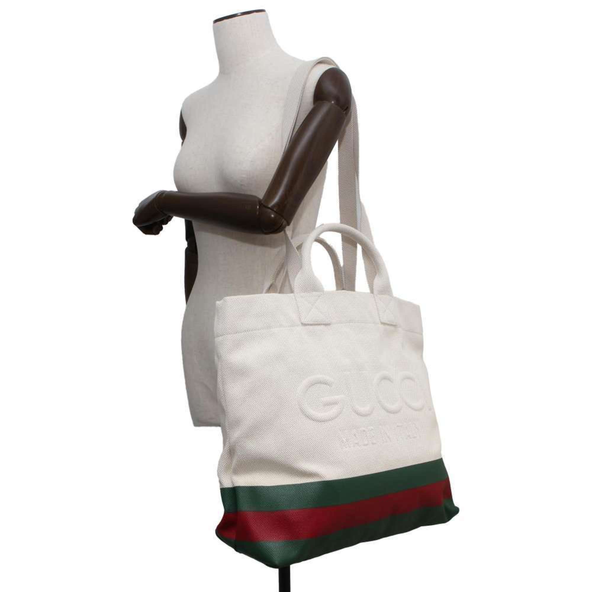 Gucci Tote Bag in Web Canvas with Embossed Details 782741 GUCCI 2-way Shoulder