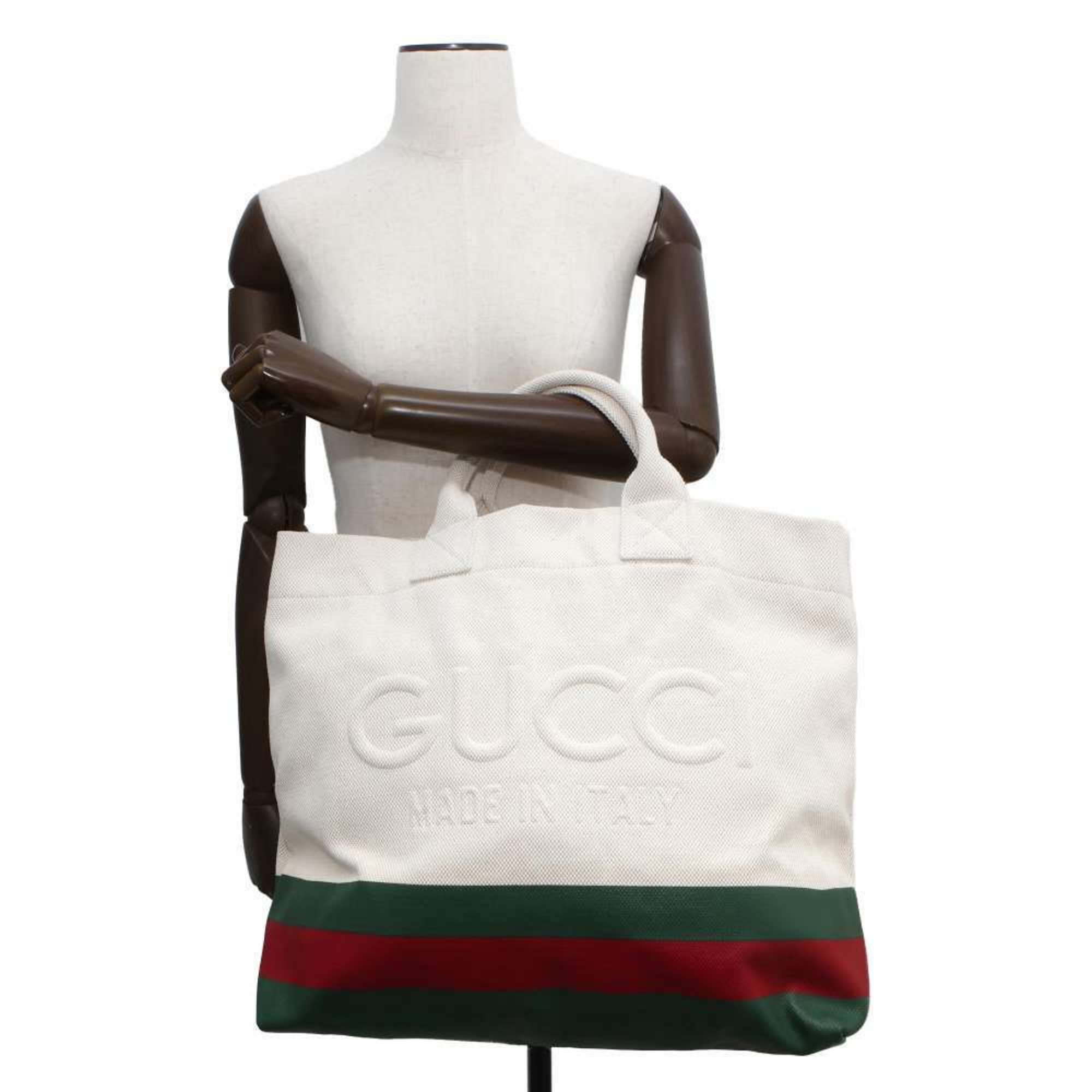 Gucci Tote Bag in Web Canvas with Embossed Details 782741 GUCCI 2-way Shoulder