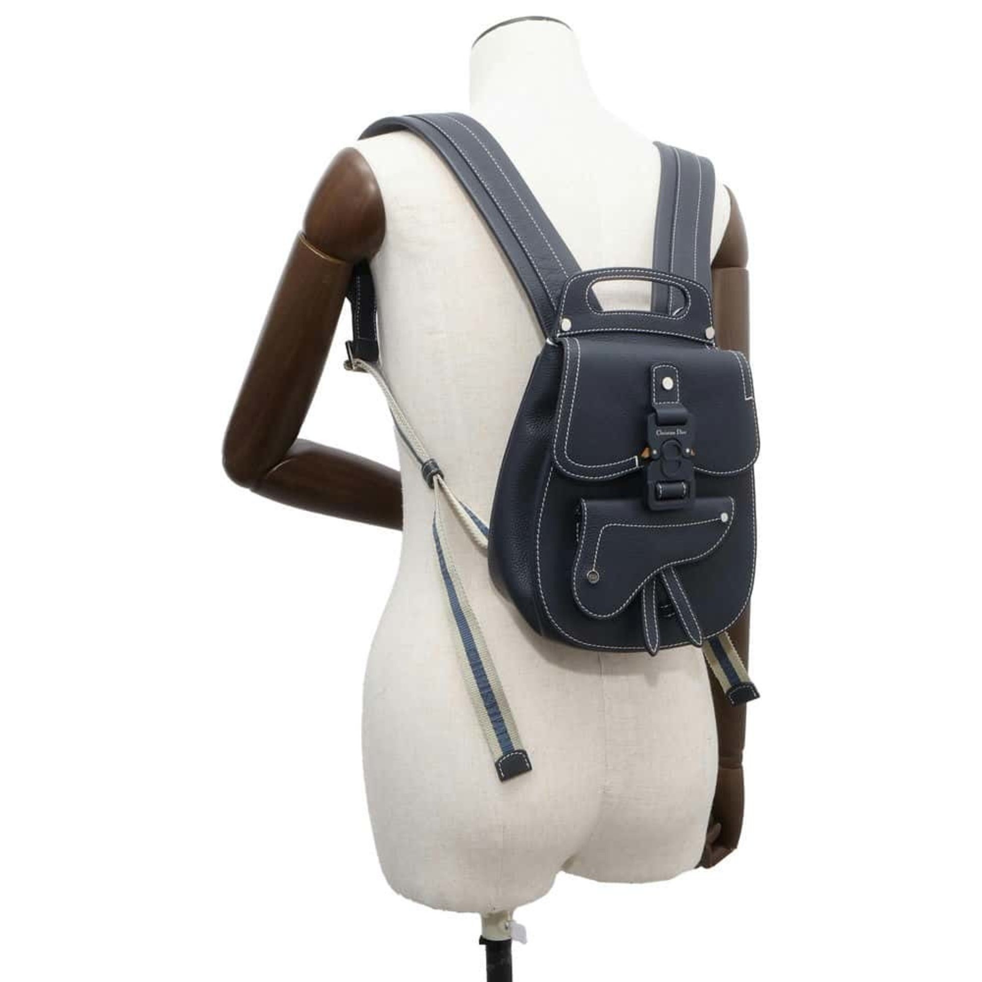 Christian Dior Backpack Gallop Saddle Leather 2way Shoulder Bag Men's