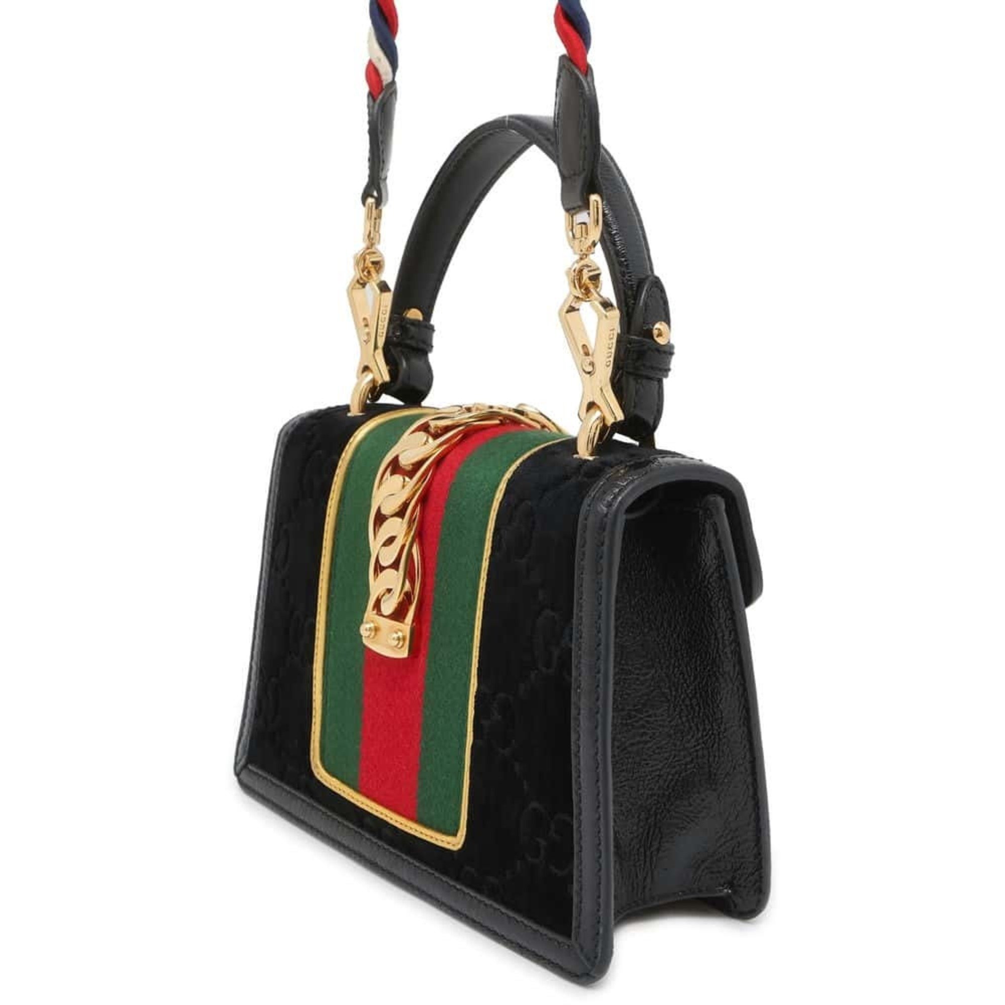 Gucci Handbag Sylvie Velour 70270 GUCCI Bag 2way Shoulder Black