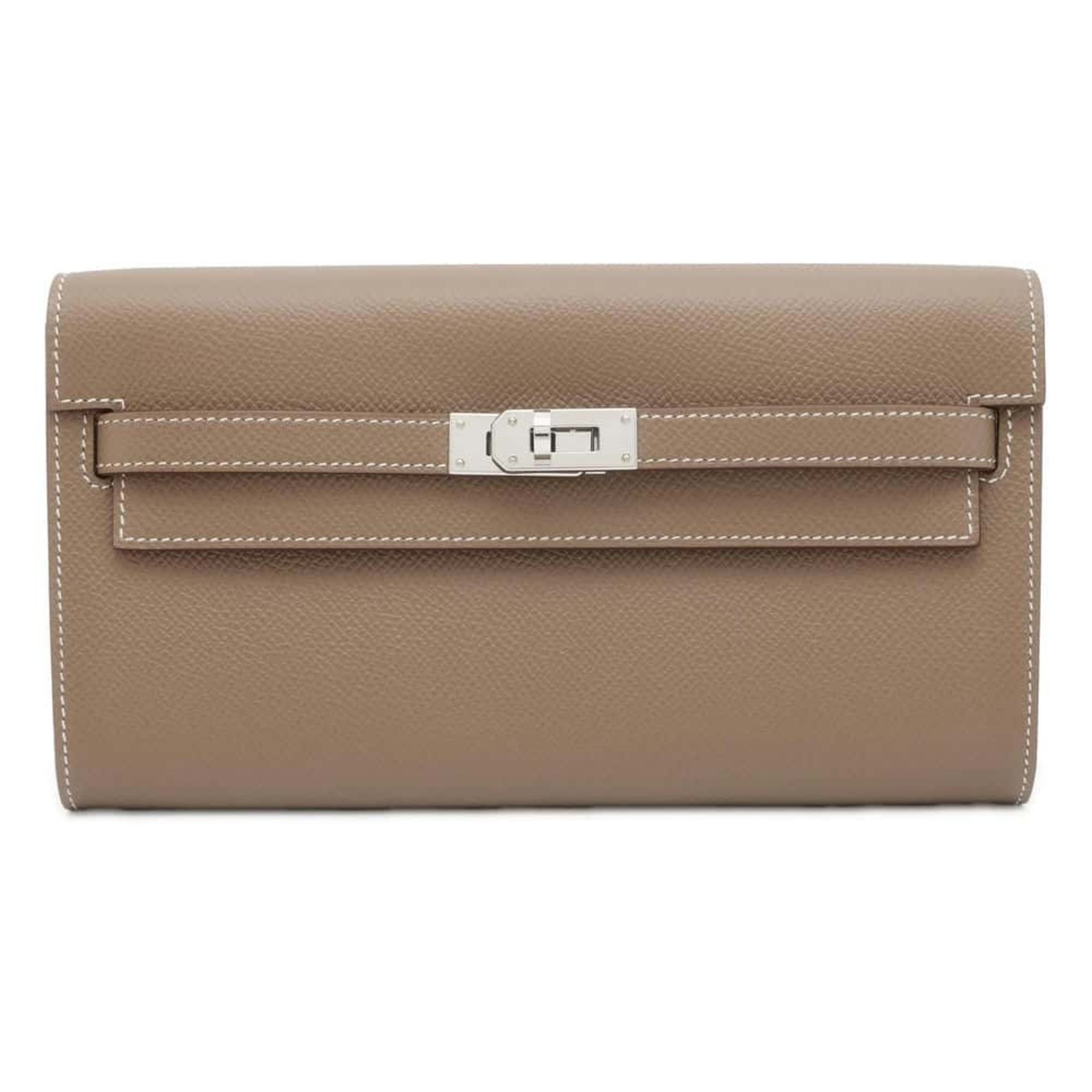 Hermes Kelly Wallet Long To-Go Etoupe Epson Z Engraved