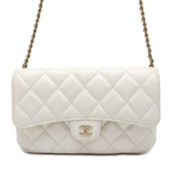 Chanel Chain Shoulder Bag Flap Phone Case Matelasse Coco Mark Caviar Skin AP2096 CHANEL White