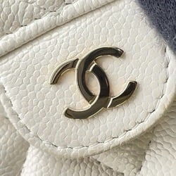 Chanel Chain Shoulder Bag Flap Phone Case Matelasse Coco Mark Caviar Skin AP2096 CHANEL White