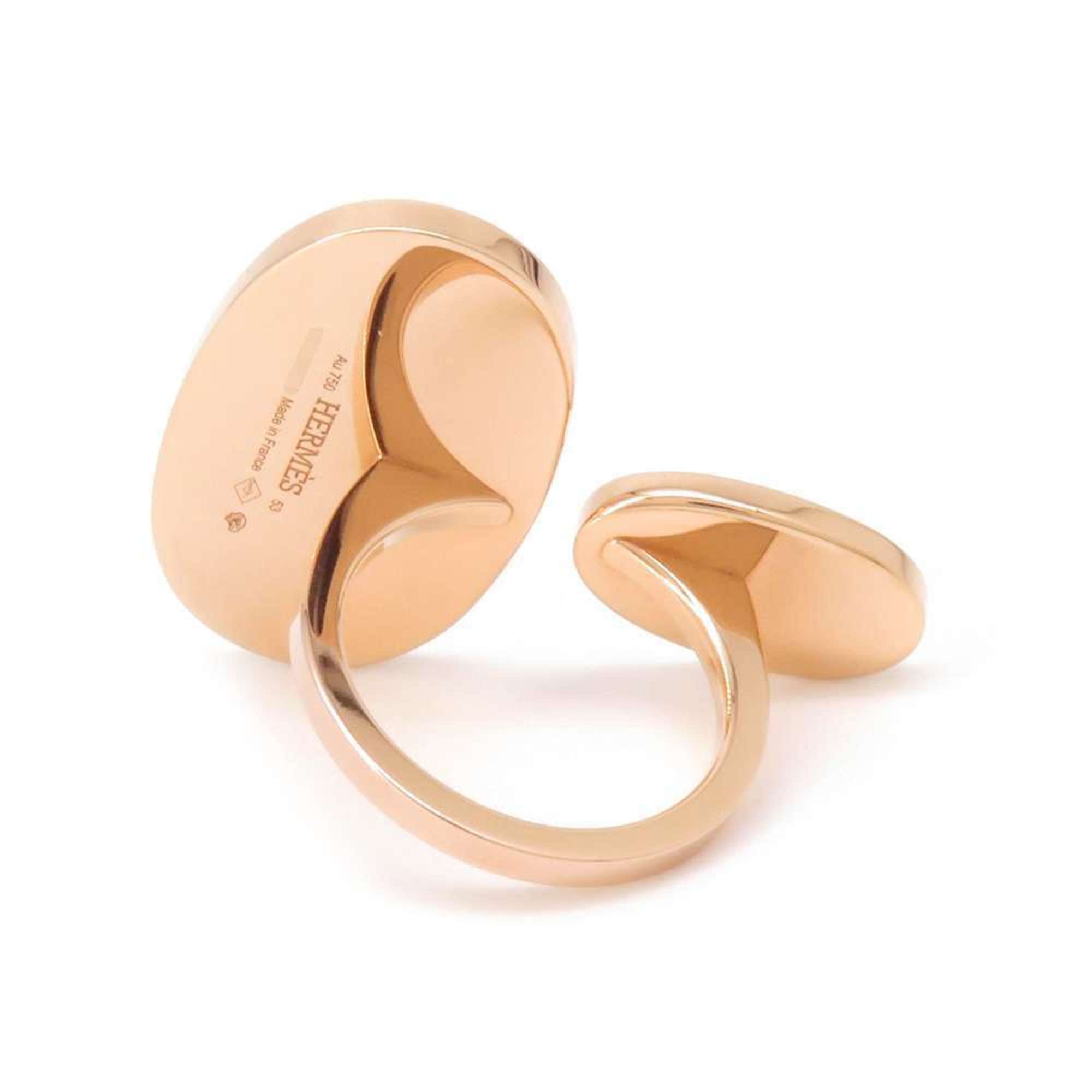 Hermes Ring Chaine d'Ancre Verso Large K18PG Pink Gold White Ceramic Size 53 HERMES