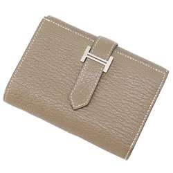 Hermes Tri-fold Wallet Bearn Combination Etoupe Chevre Mysore B Stamp HERMES