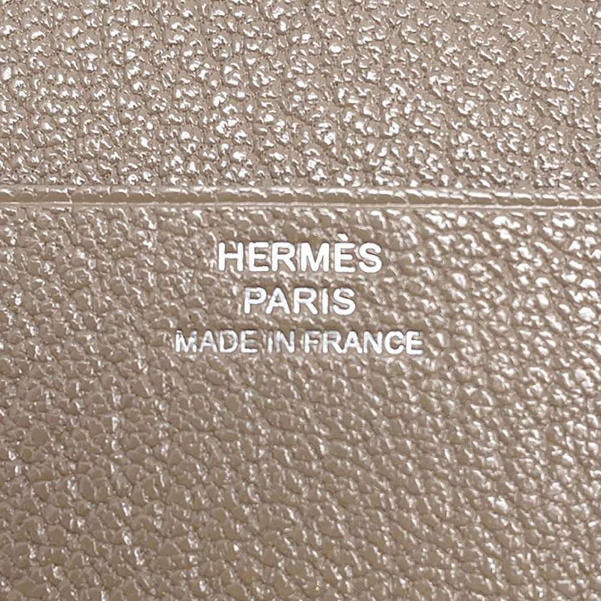 Hermes Tri-fold Wallet Bearn Combination Etoupe Chevre Mysore B Stamp HERMES