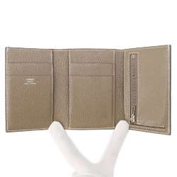 Hermes Tri-fold Wallet Bearn Combination Etoupe Chevre Mysore B Stamp HERMES